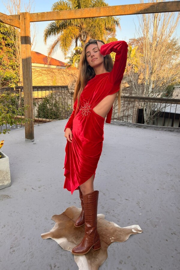 Long Terciopelo Dress Rojo