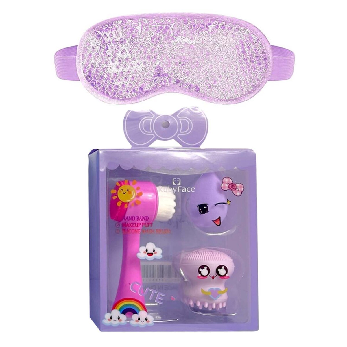 Set de Limpieza y Cuidado Facial + Antifaz de Gel Relajante - Violeta 