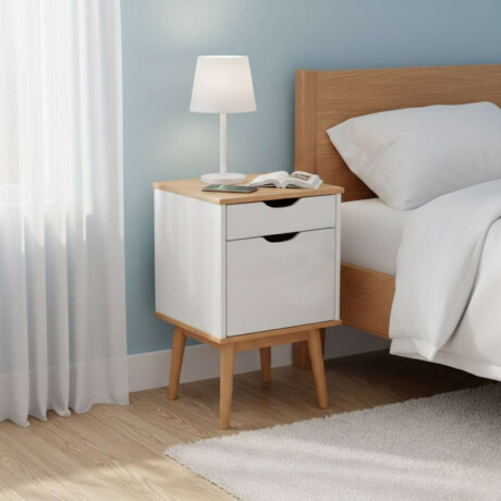 Mesa de Luz 1 puerta 1 cajion Li­nea Niordica Roble/Blanco