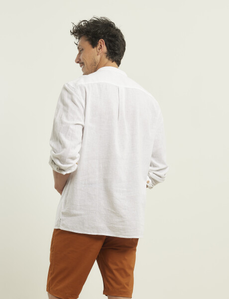 012105 CAMISA HARRINGTON LABEL DE LINO Blanco