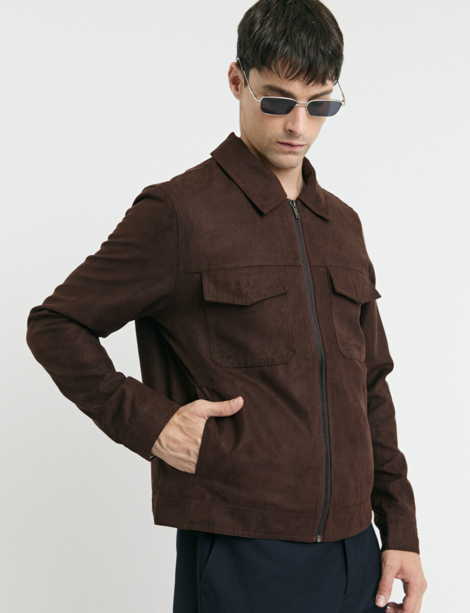 300711 CAMPERA HARRINGTON LABEL Marron Oscuro