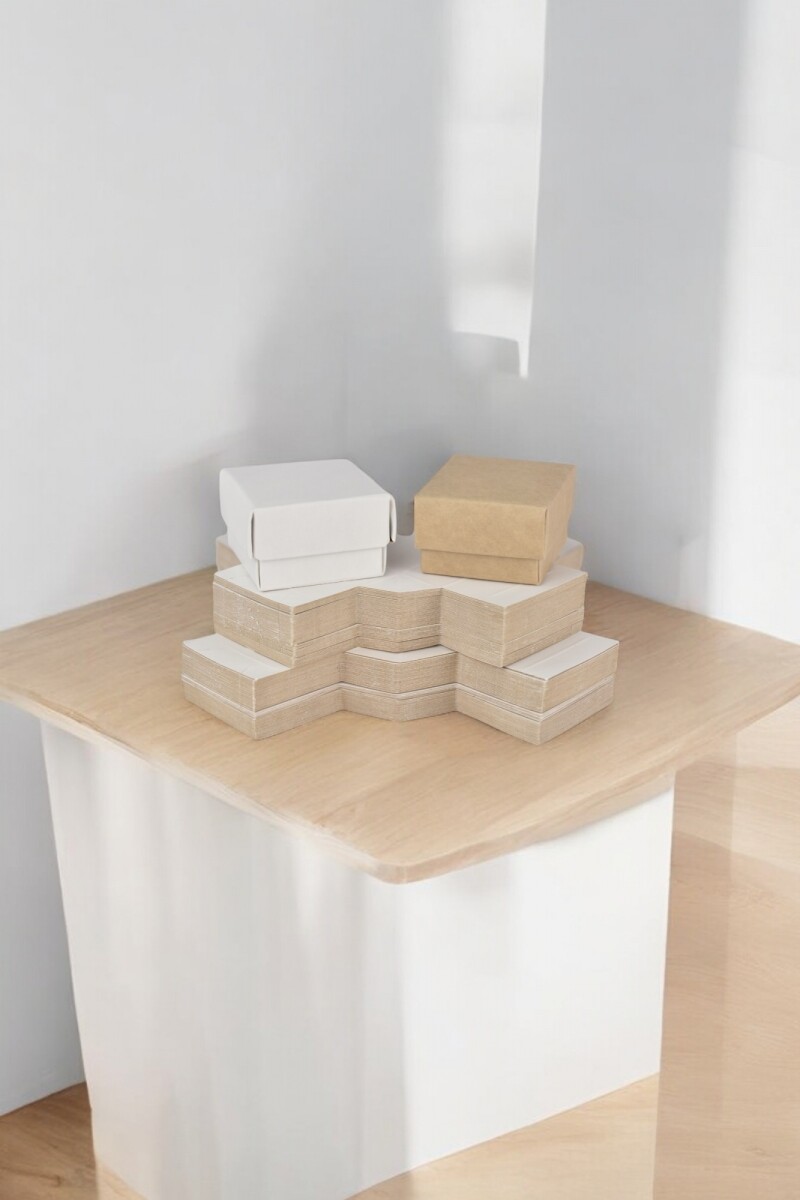 Pack x 50 - caja eco 01 4x4x2,5 cm - REVERSIBLE BLANCO - MADERA 