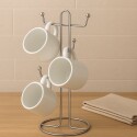 SOPORTE PARA TAZAS DE METAL 13X30CM PLATEADO