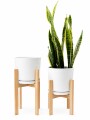 MACETA CERAMICA GRANDE CON SOPORTE ALTO BLANCA