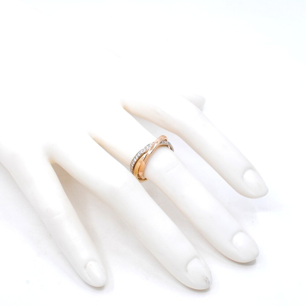 Anillo triple alianza en 3 tonos de oro 18k una de ellas con brillantes Anillo triple alianza en 3 tonos de oro 18k una de ellas con brillantes