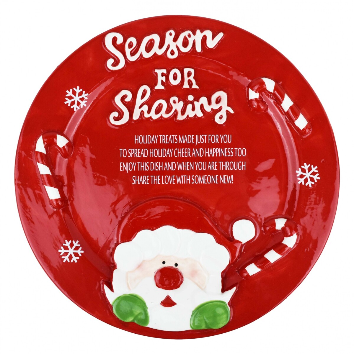 PLATO CERAMICA COLOR C/MENSAJE LABRADO NAVIDEÑO 26.5X2CM 25463 Q24 M4 