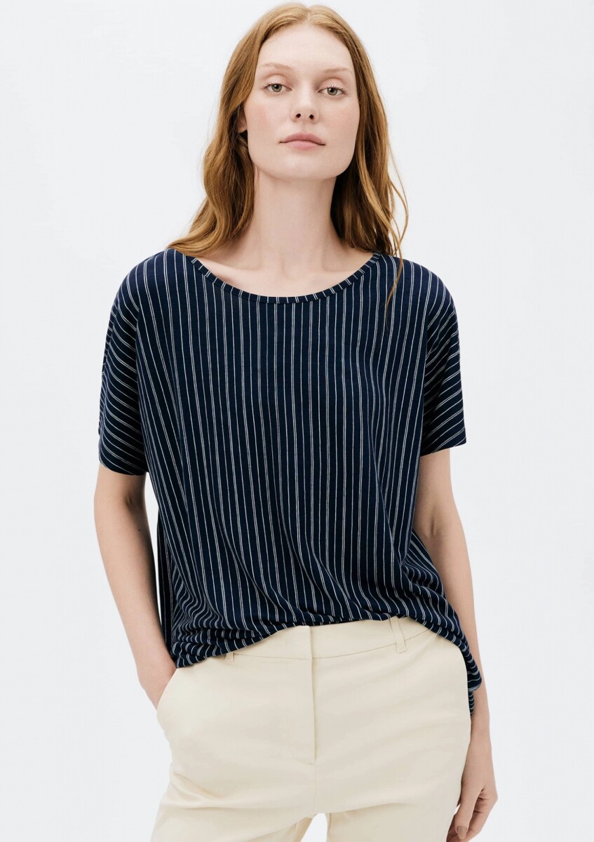 BLUSA MANGA CORTA ESTAMPADA - AZUL 