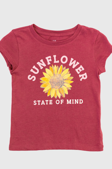 Remera Gráfico Manga Corta Niña Dry Rose 18-1725 Tcx