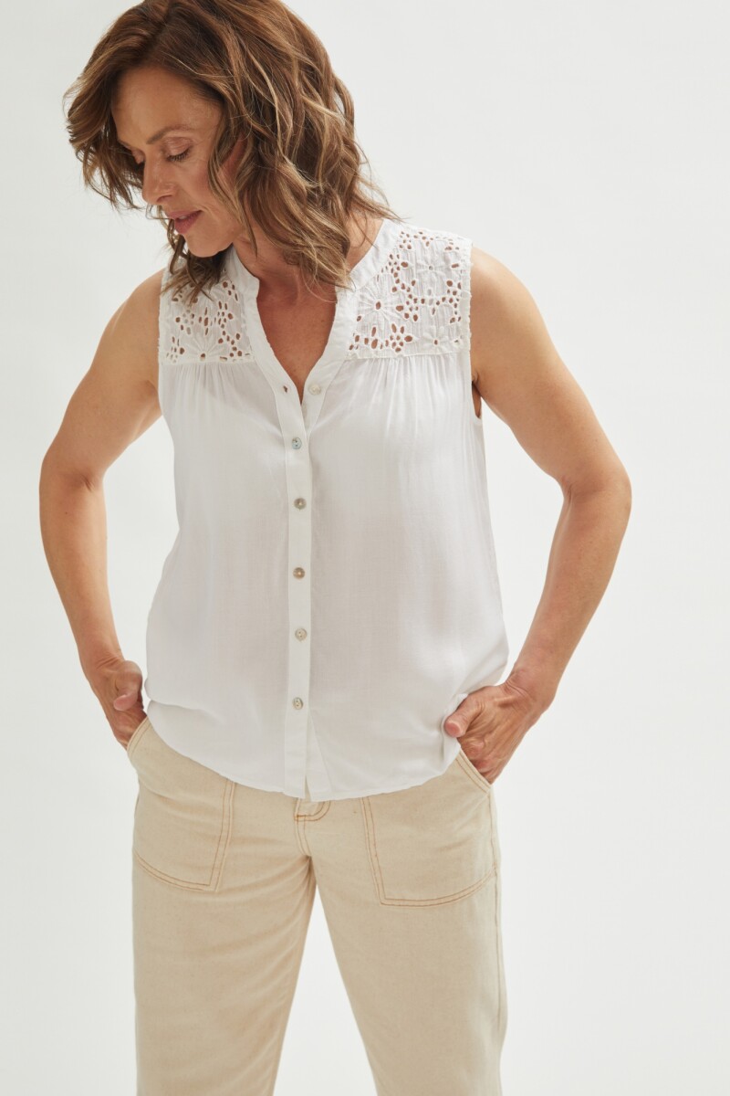Camisa con broderie blanco