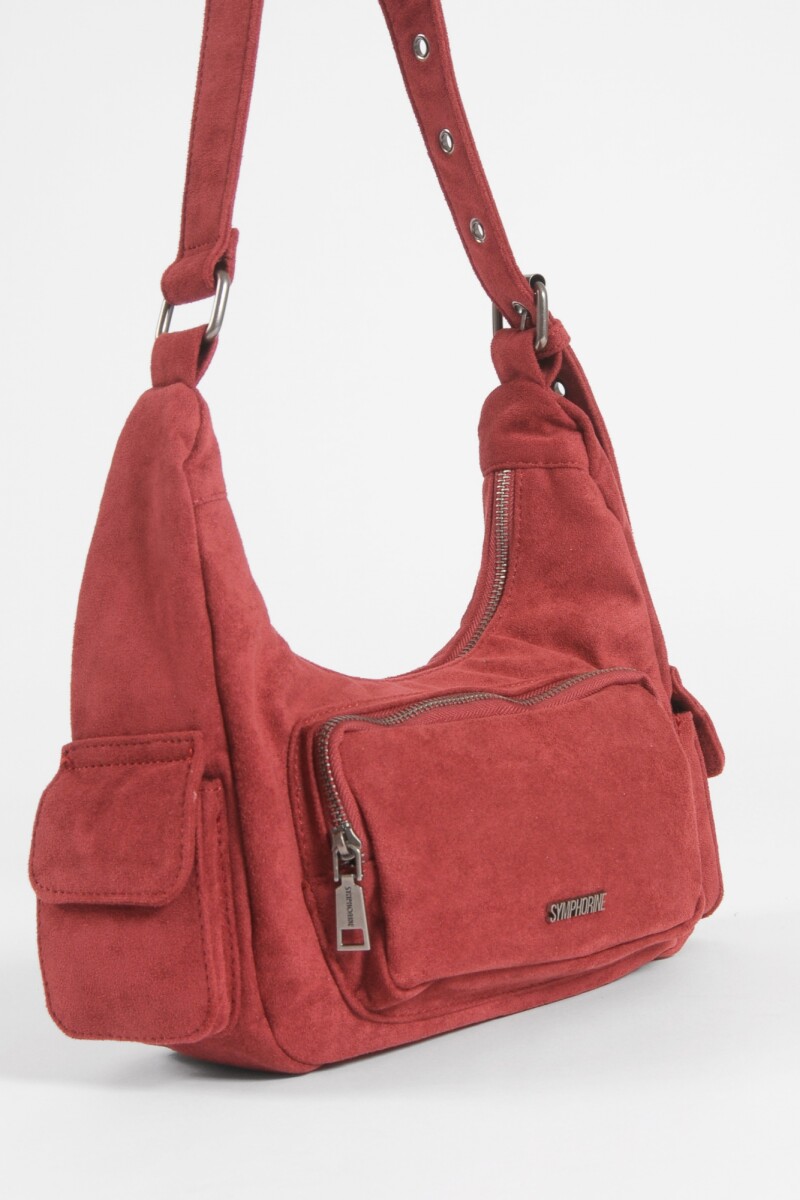 Cartera de hombro suede bolsillos rojo