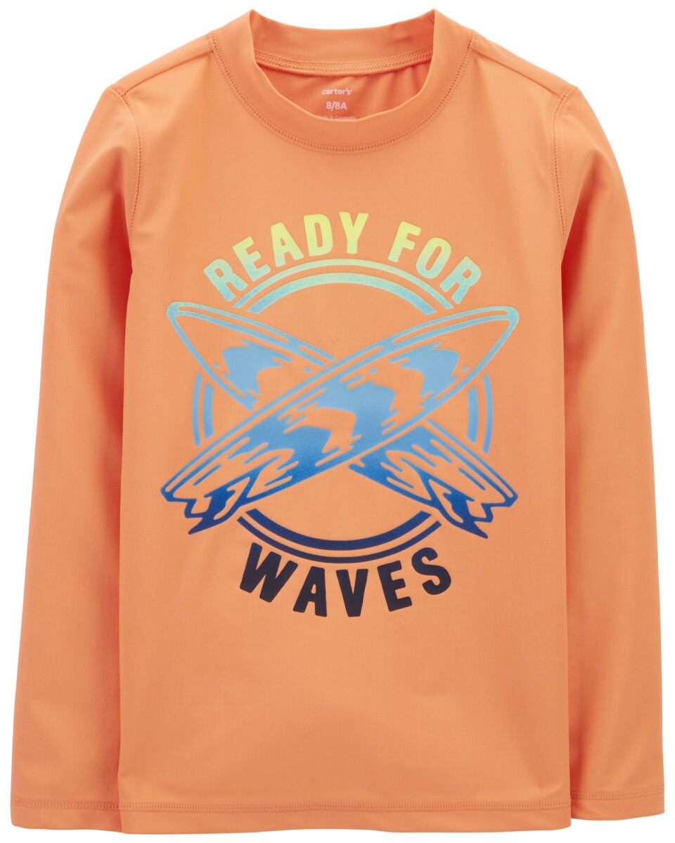 Remera de baño manga larga con protección UPF 50+ estampa surf 