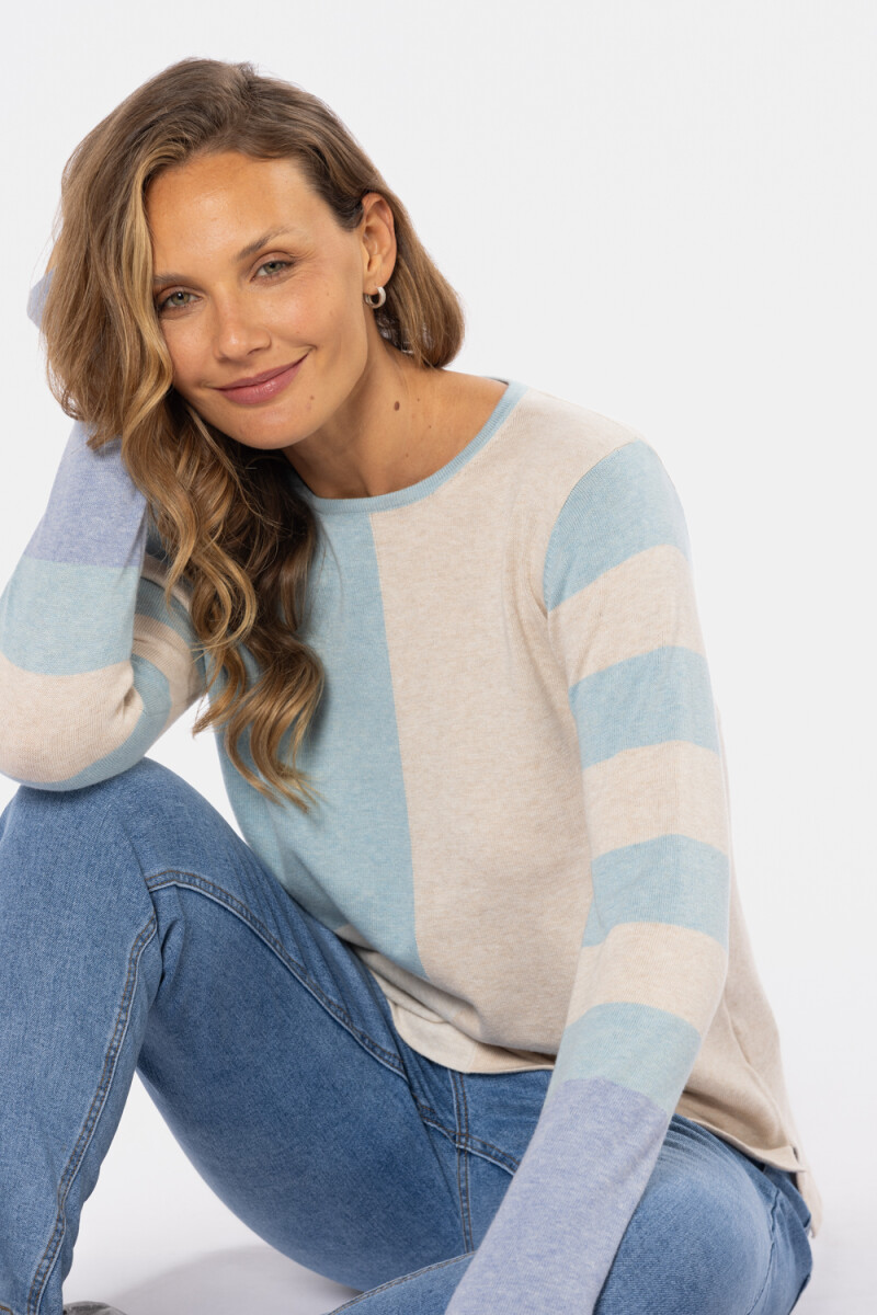 BUZO TEJIDO RAYADO - Beige 