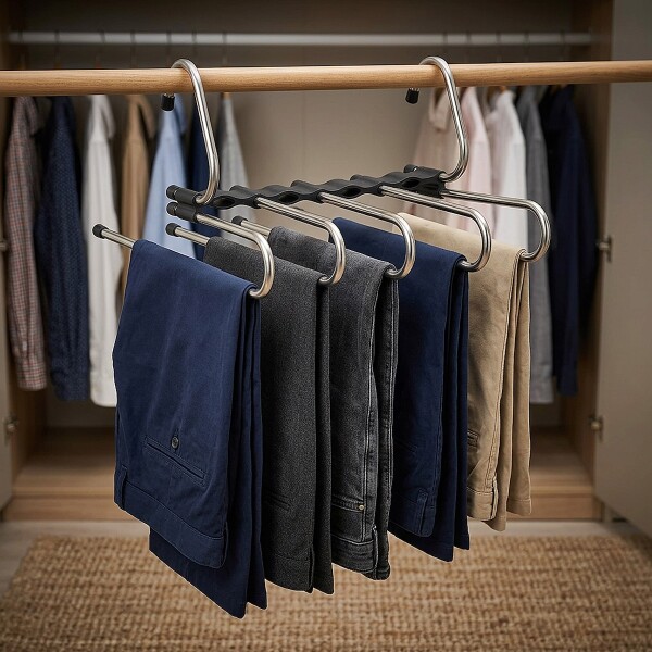 Percha De Ropa Pantalones 2 En 1 Organizador Antideslizantes Acero Inoxidable Imback Plateado Percha De Ropa Pantalones 2 En 1 Organizador Antideslizantes Acero Inoxidable Imback Plateado