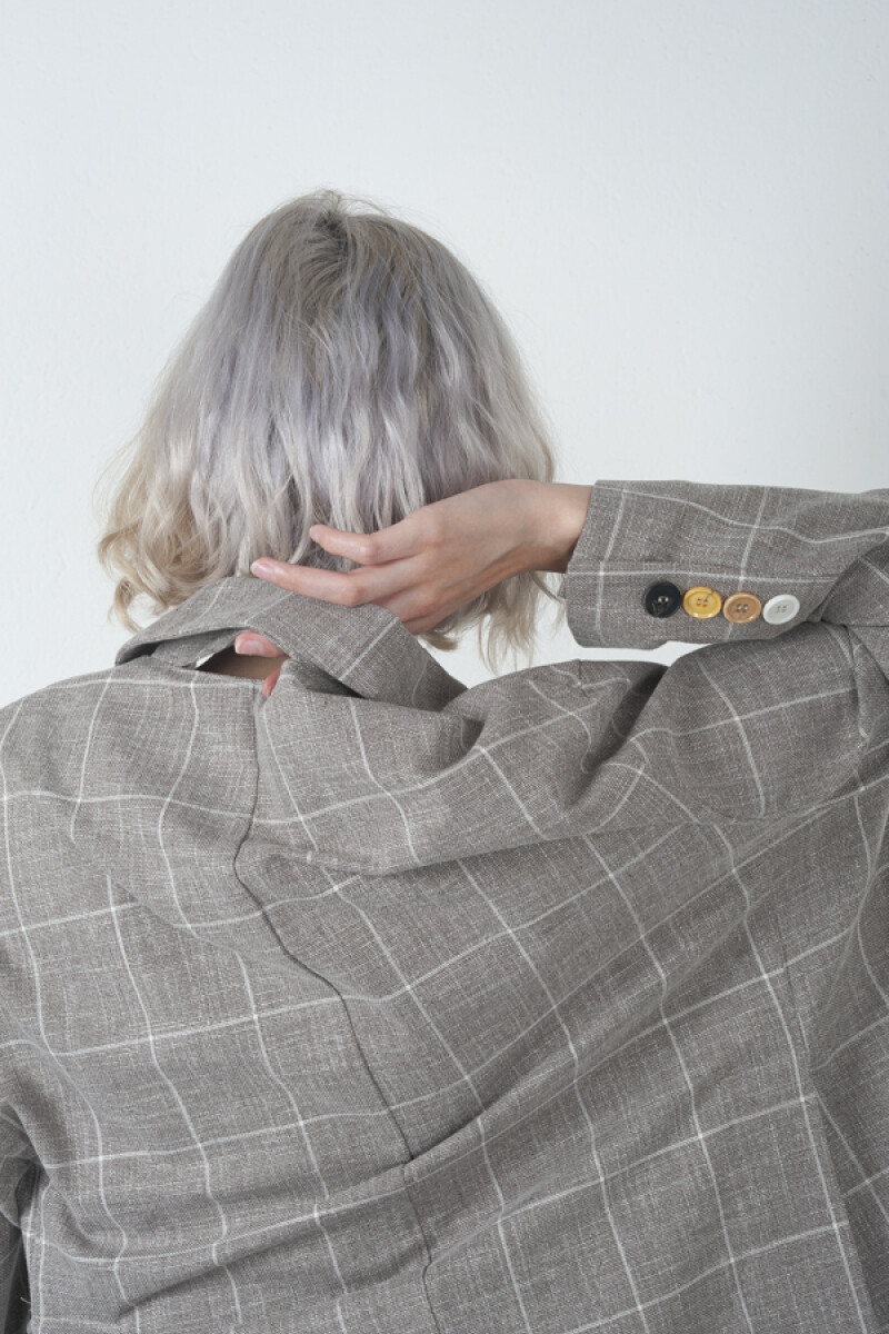 CHAQUETA EN CHECK DE ALGODON Gris
