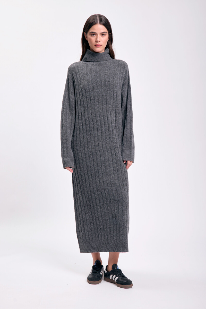 Vestido punto canalé Gris