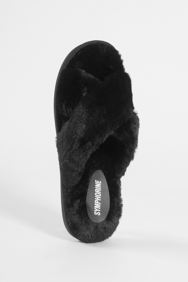 Pantufla sof cruzada negro
