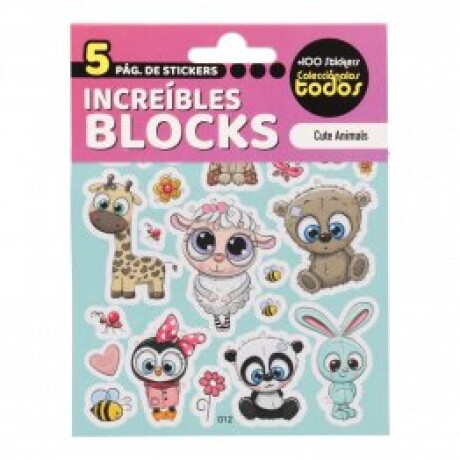 Stickers en Block de 5 Hojas Animales Tiernos