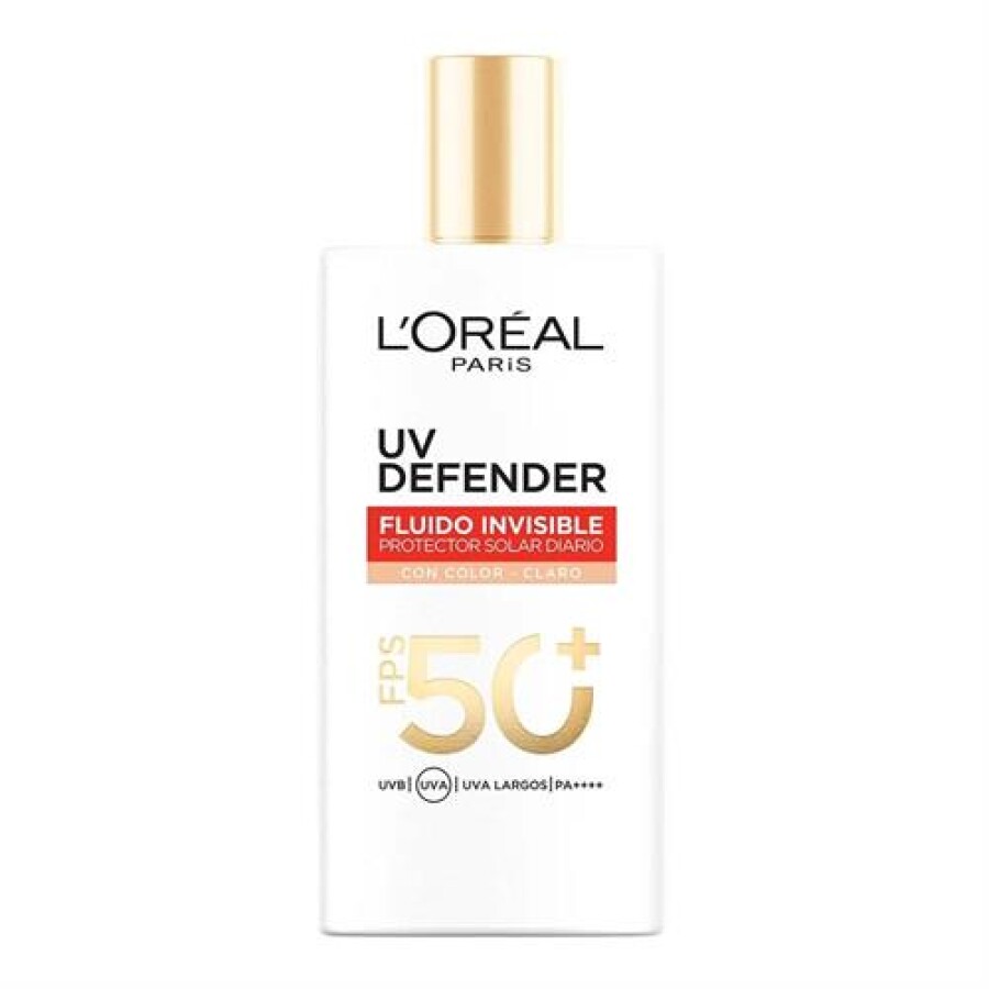 Protector Solar Facial con Color Claro FPS 50+ UV Defender Fluido 40 ml - L'Oréal Protector Solar Facial con Color Claro FPS 50+ UV Defender Fluido 40 ml - L'Oréal
