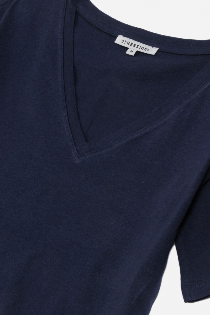 Crop top escote en V AZUL MARINO
