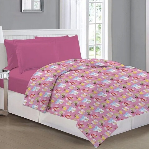 Colcha Infantil Princesas Disney 1 Plaza 100% Microfibra ROSA
