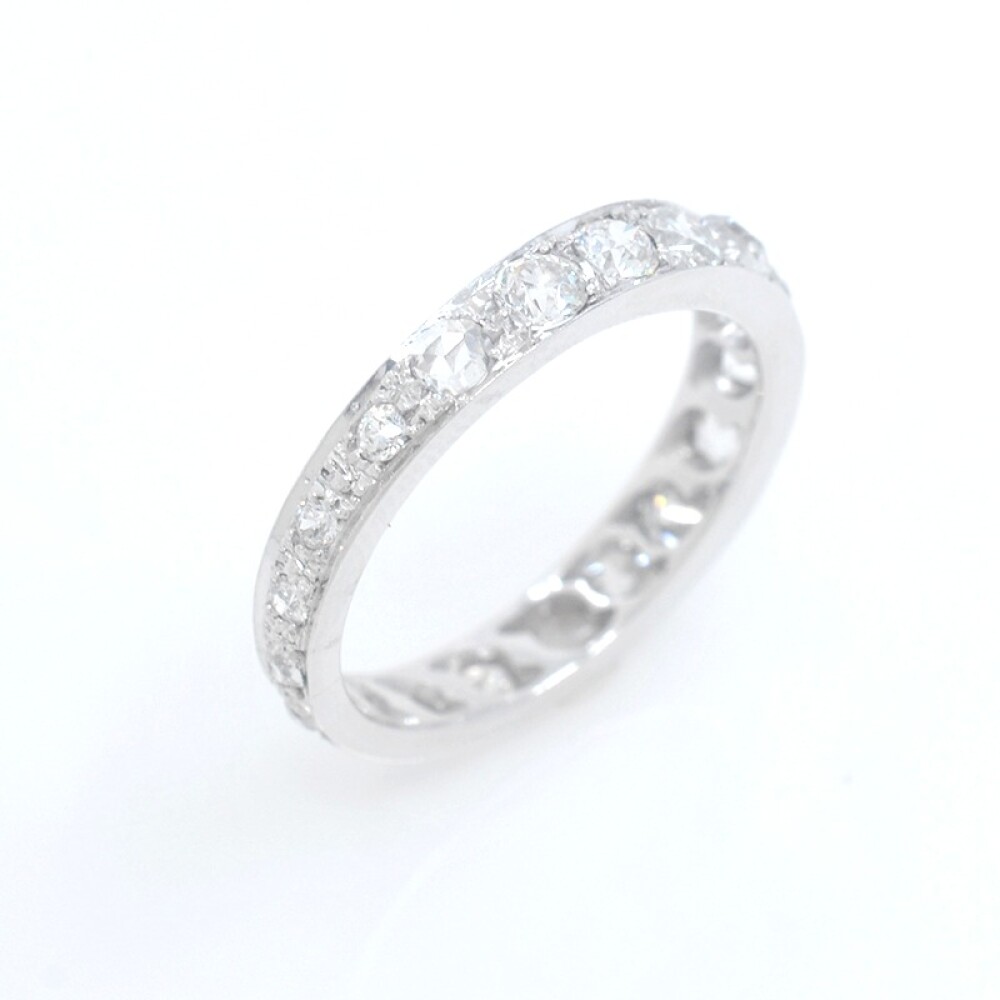 Anillo sin fin en oro 18k blanco con brillantes y diamantes Anillo sin fin en oro 18k blanco con brillantes y diamantes