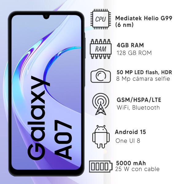 Samsung A07 4gb Ram 128gb 4g + Regalo NEGRO