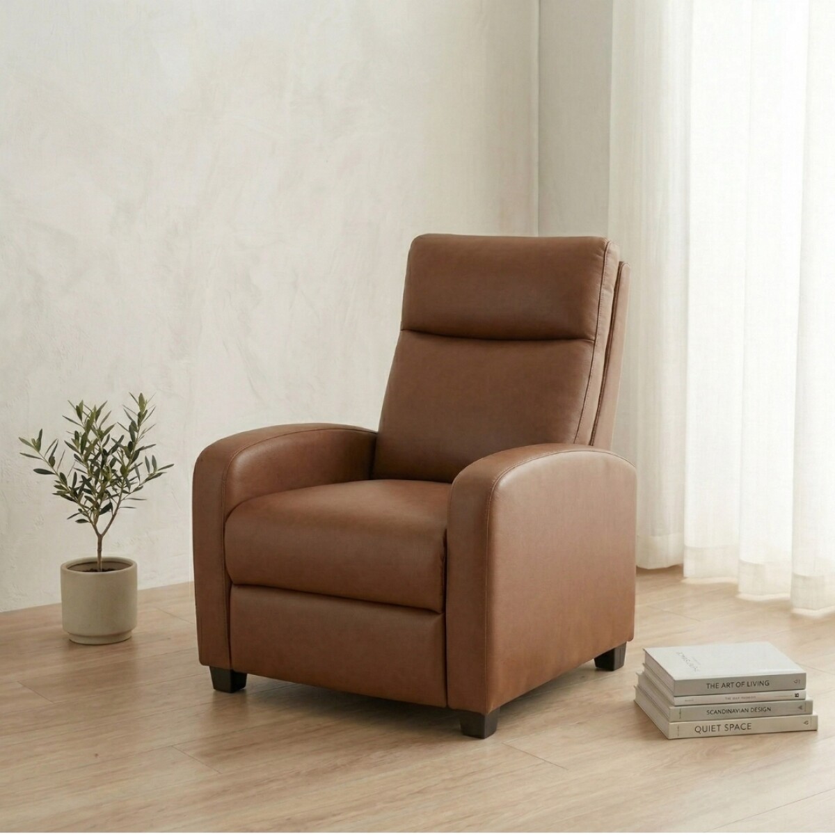 Butaca 1 Cuerpo Tela Repelente al Agua Living - Barrel - Marrón Cuerina 