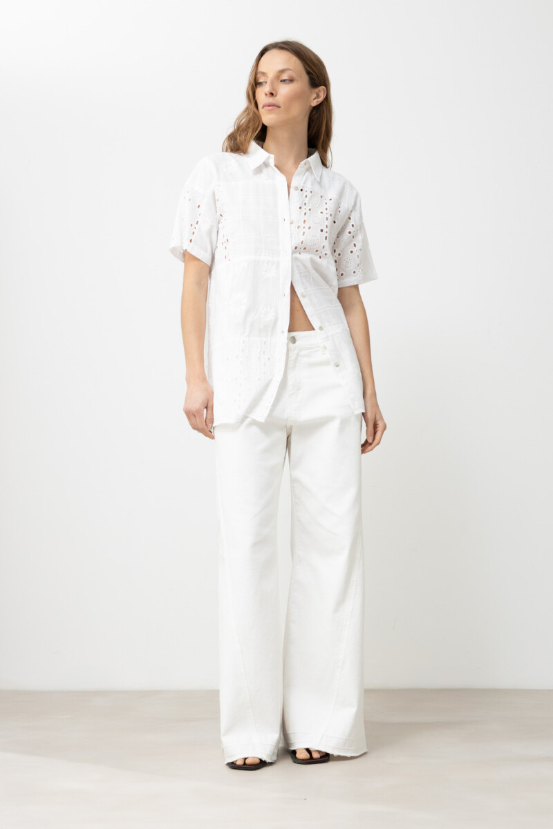 Camisa patchwork de broderie - blanco 