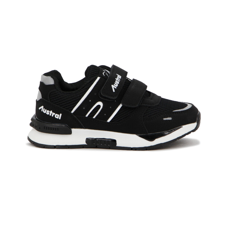 Austral Running Niños C/velcro-baby Negro-blanco