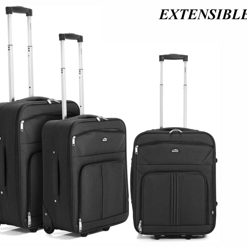 Valija Benzi 2 Ruedas L Negro Extensible TROLLEY POLIESTER 2 RUEDAS L NEGRO EXT BZ5195N