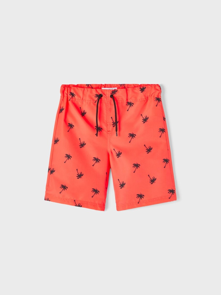 Shorts De Baño Estampados - Hot Coral 
