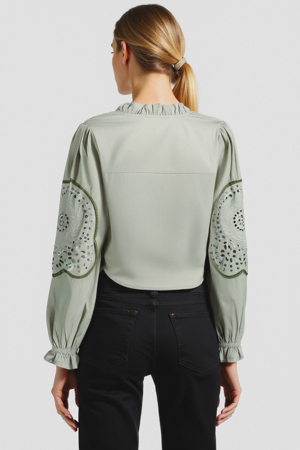 Blusa Vise Verde Grisaceo