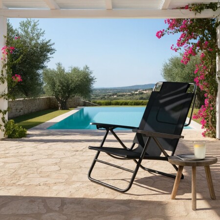 SILLA PLAYA ALUMINIO MOR SUMMER 6 POSICIONES - NEGRO SILLA PLAYA ALUMINIO MOR SUMMER 6 POSICIONES - NEGRO