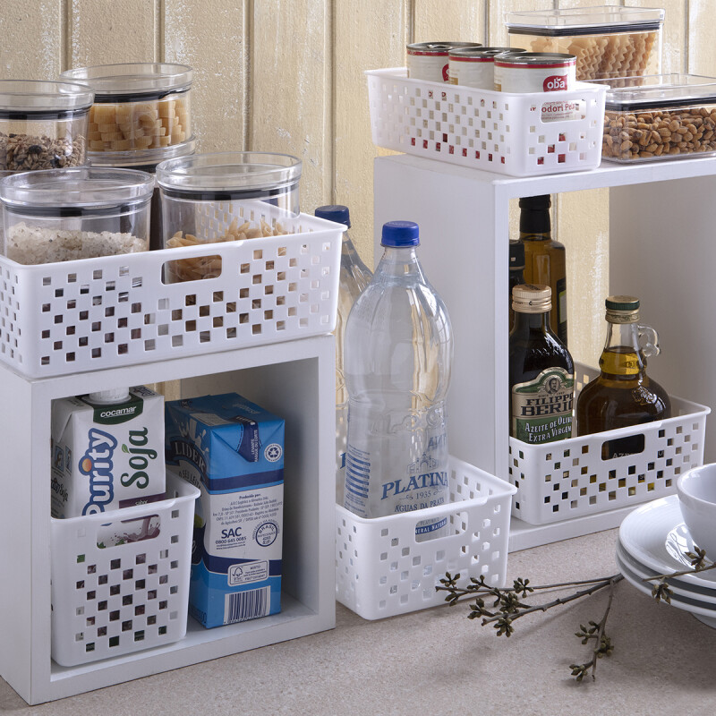 Set x3 Cesto organizador Quadratta calado P BLANCO