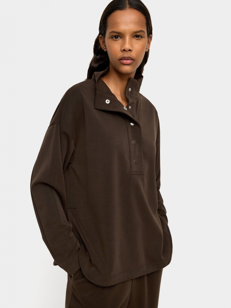 Sudadera Con Botones Tacto Suave marron