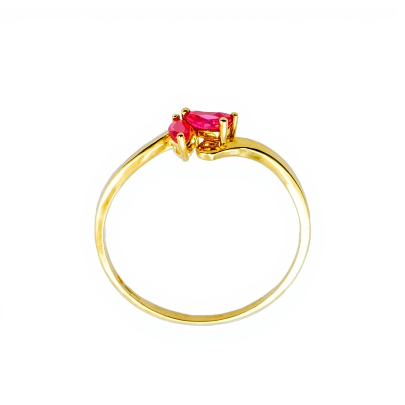 Anillo Petalos-Oro Bajo-Piedra Rubi y zirconias-AN8141 conpiedra