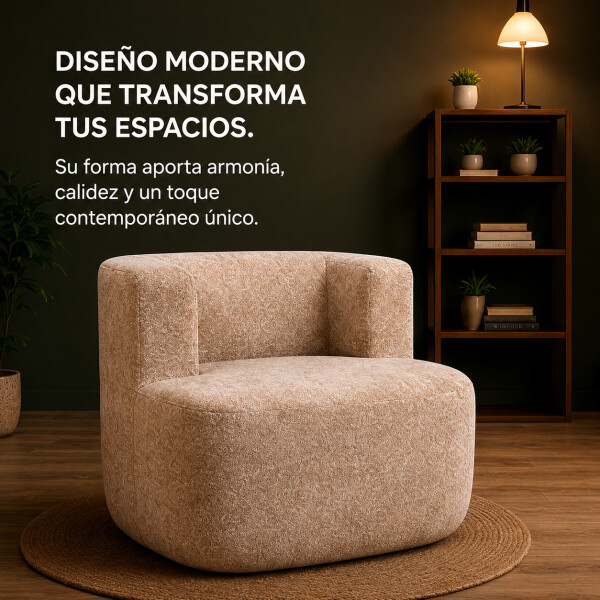 Sillón Puff ComboHome Kumo Redondo Corderito Diseño Premium Marrón 1