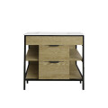 MUEBLE DE BAÑO 2 CAJONES Y ESTANTES VANITY MARRÓN CON BACHA BLANCA Mueble De Baño 2 Cajones Y Estantes Vanity Marrón Con Bacha Blanca