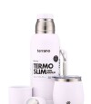 Kit Termo 750Ml. Slim Con Manija + Mate De Acero Con Tapa Blanco