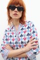 Blusa estampada cuello camisa multicolor