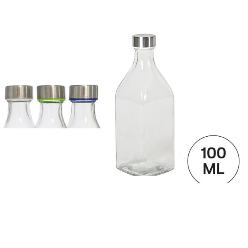 Botella de Vidrio Denver 1000 ml con Tapa de Acero Inoxidable BOTELLA DENVER 1000 ML. T/ACERO COLOR