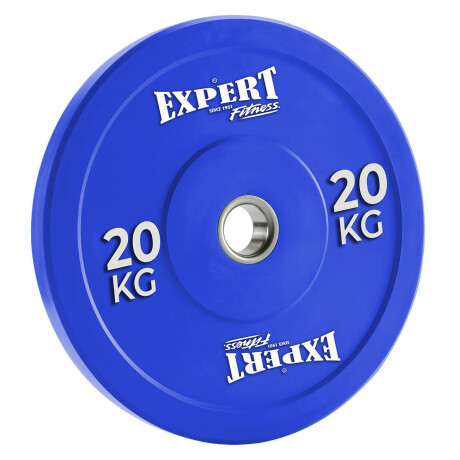 Disco Olímpico 20Kg Expert Revestido En Goma C/ Aro Metal Pesa P/ Barras Azul