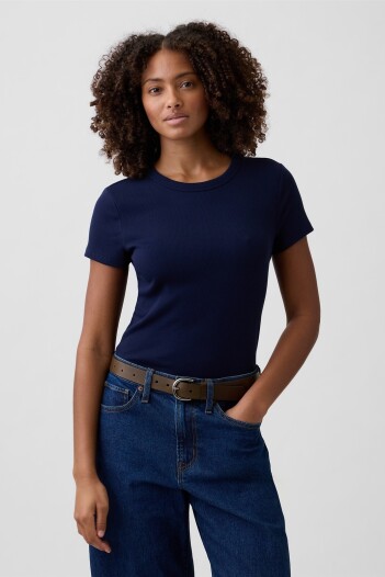 Remera Rib Manga Corta Mujer Navy Uniform V2