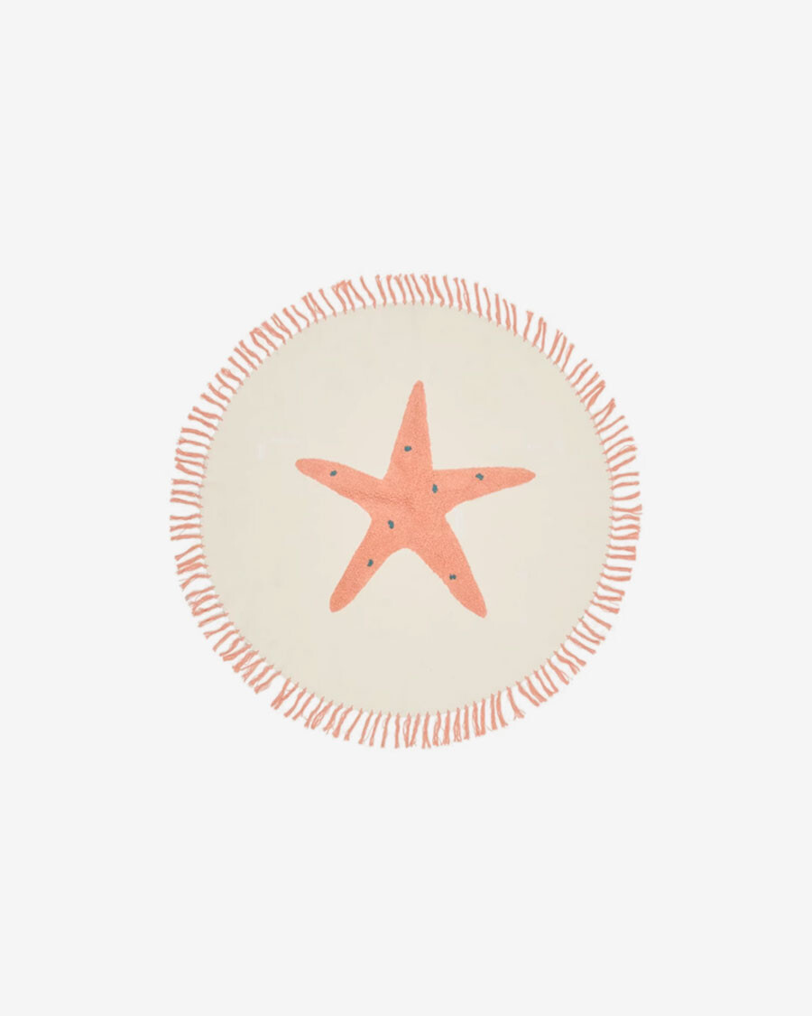 Alfombra redonda Talia - 100% algodón con estrella de mar naranja Ø 120 cm Alfombra redonda Talia - 100% algodón con estrella de mar naranja Ø 120 cm