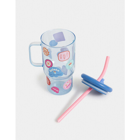 Vaso De Vidrio Con Stickers Combinacion Multicolor