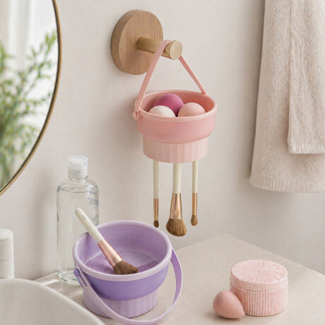 Organizador y Limpiador de Brochas Rosado