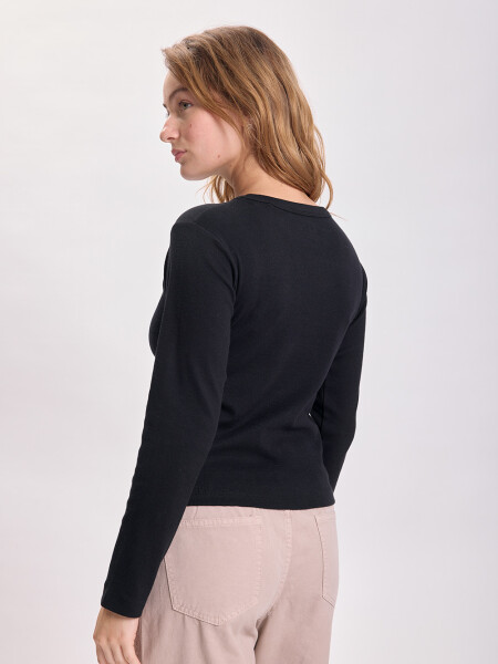 Remera rib manga larga Negro