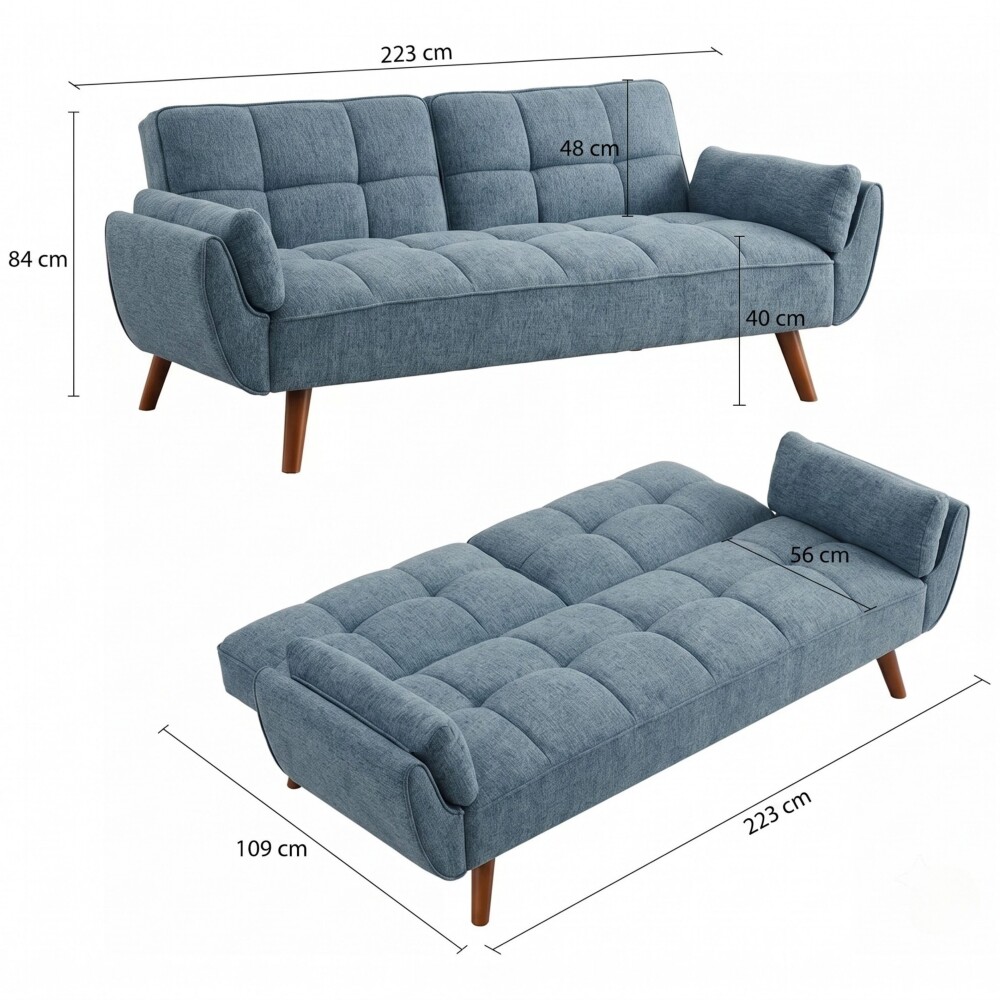 Sillón Cama 3 Cuerpos Retráctil - Frida Azul