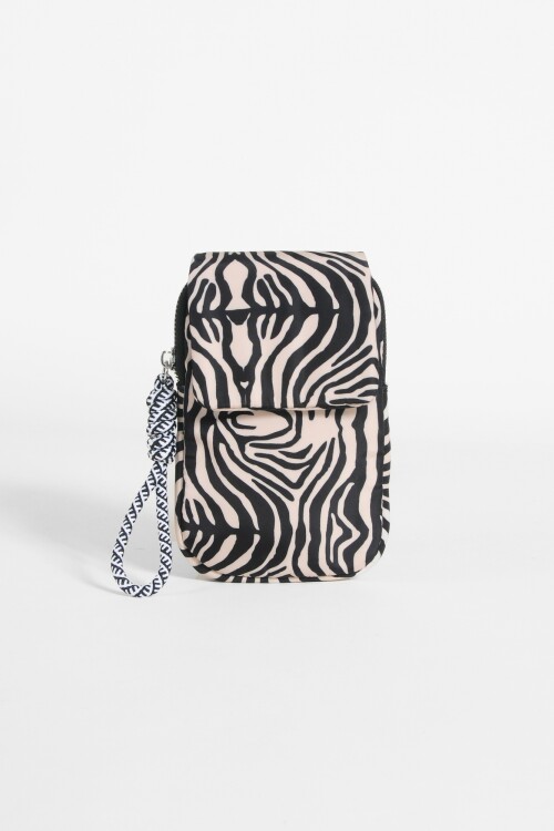 Porta celular estampado beige