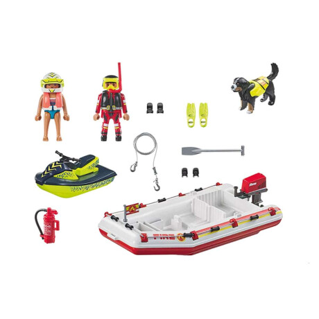 Lancha y Moto de Bombero Playmobil 52 Piezas con Figuras